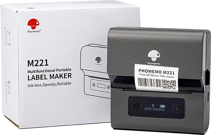 Printer etiketa portabil Phomemo M221, gri-e zezë
