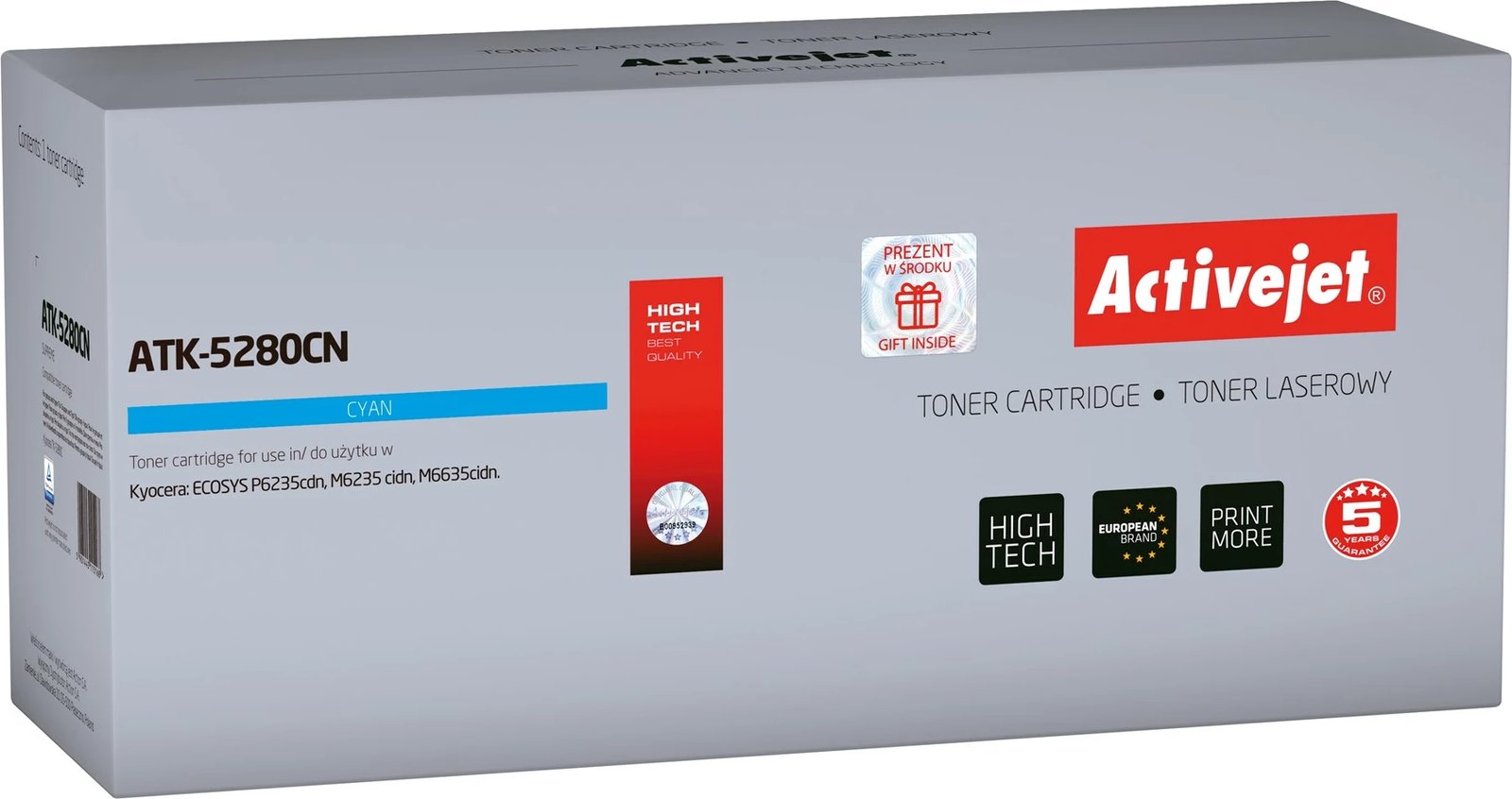 Toner zëvendësues Activejet ATK-5280CN për printerët Kyocera, 11000 faqe, i kaltër
