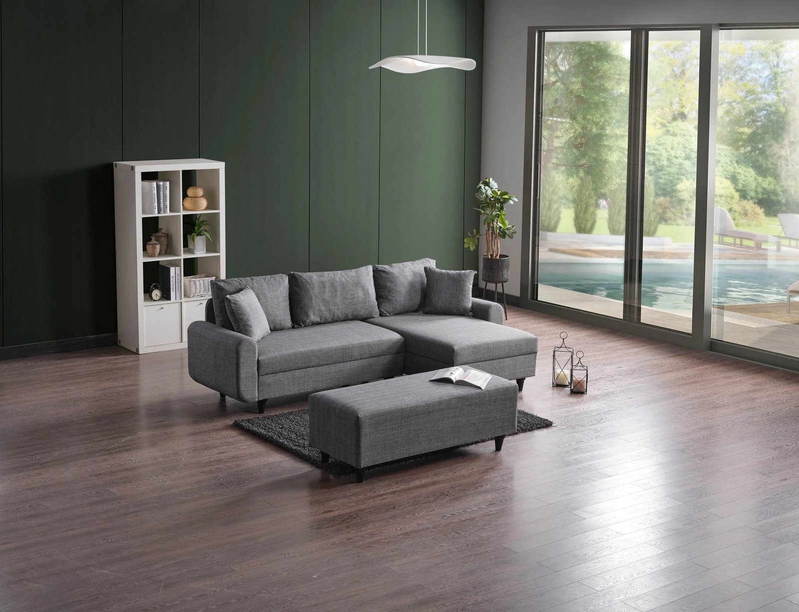 Kënd-sofë krevate Flavia, ngjyrë gri