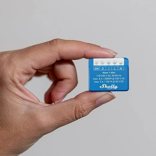Smart switch Shelly Wave 1 Mini, wireless, plastikë, Blu