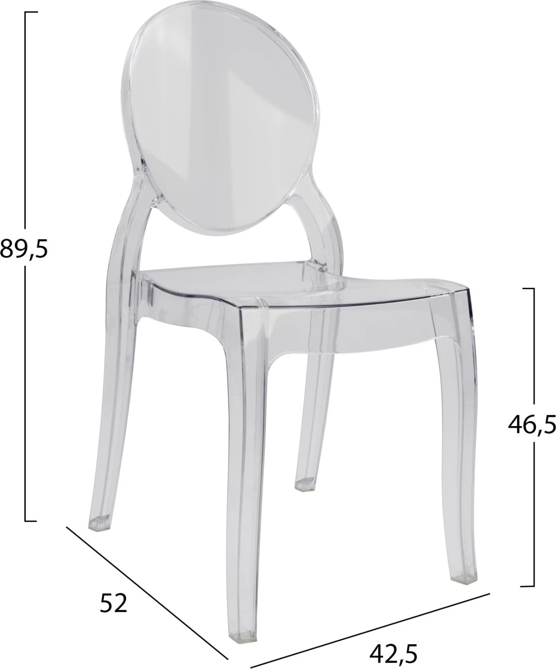 Karrige akrilike e tejdukshme Aramis FH0170 42,5x52x89,5 cm, set prej 4 copash