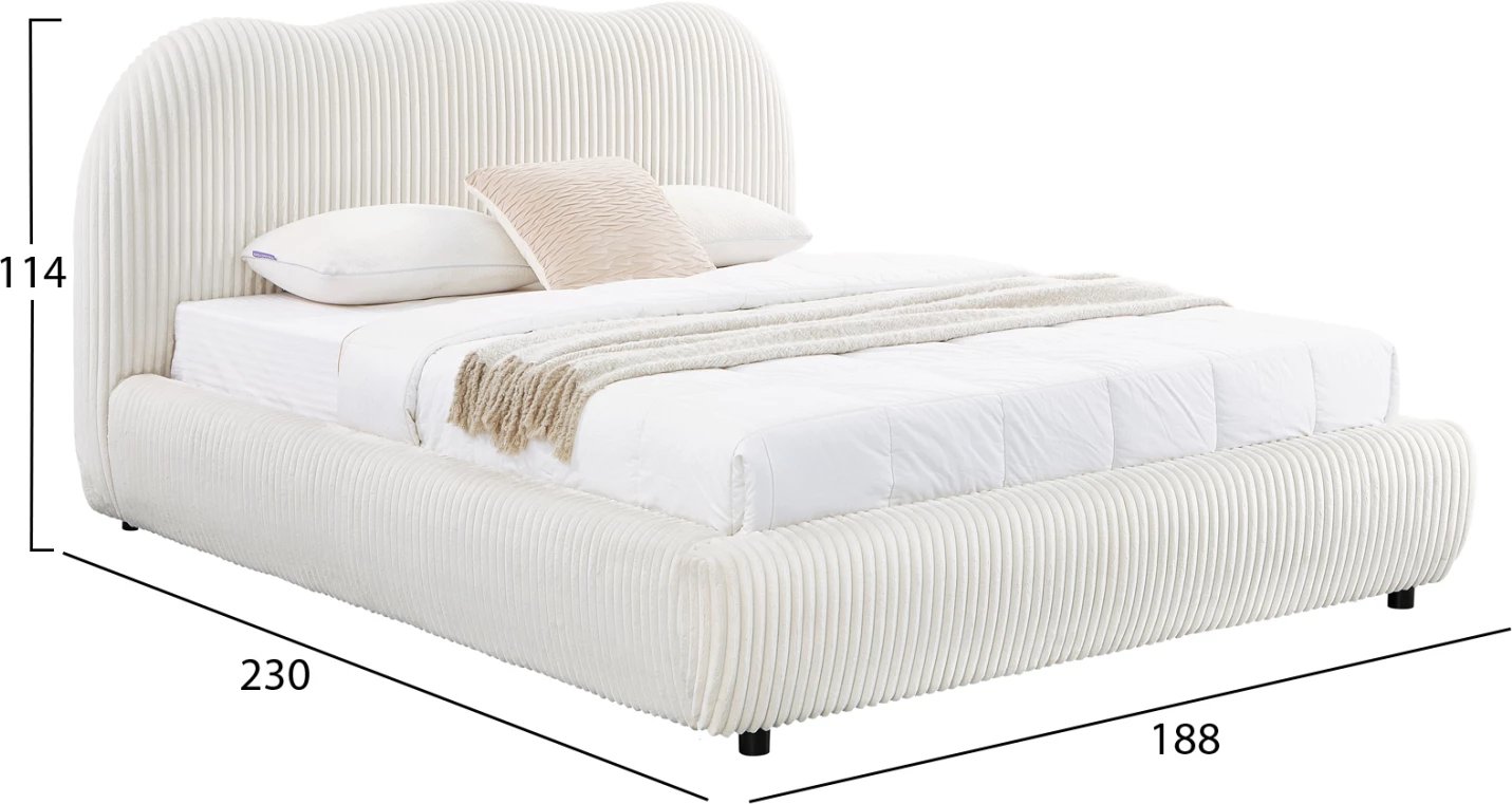 Krevat dopio me hapësirë për depo, material leshi sintetik, bezhë, KALLY FH729.03, dyshek 160x200cm