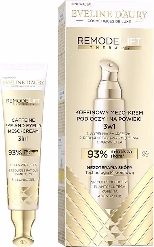 Krem për sy Eveline d'Aury Remodelift Therapy Caffeine Mezo-Cream 3-in-1 për femra, 15ml