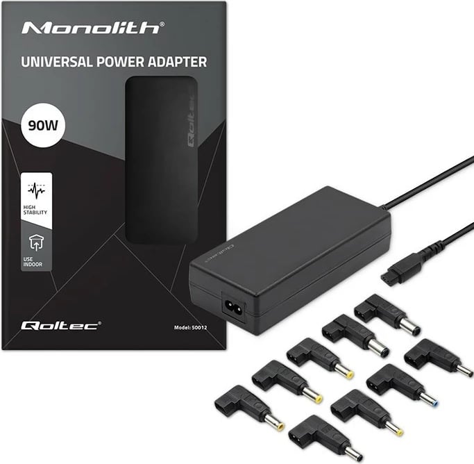 Furnizues universal energjie Qoltec 50012.90W, 8 plugje, 90W, i zi