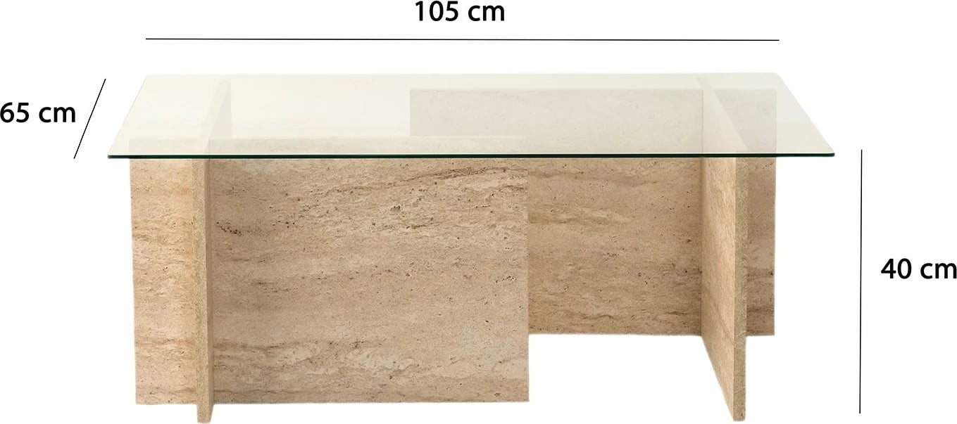 Tavolinë kafeje Skye Decor, ngjyrë travertin, New Escape
