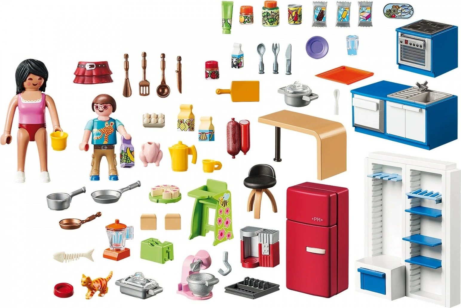 Set figurash Playmobil Dollhouse Family Kitchen 70206, 129 pjesë