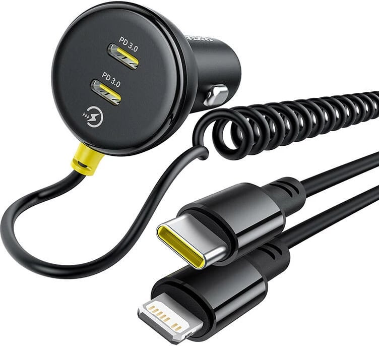 Karikues veture Baseus 60W me USB-C dhe kabllo Lightning, i zi