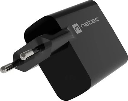 Karikues Natec Ribera GaN 65W me USB-A dhe USB-C, ngjyrë e zezë