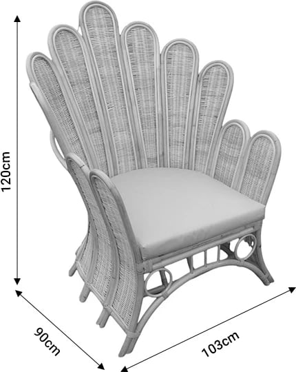 Fotelja Fragia Inart me jastëk bezhë, ratan natyral, 103x90x120 cm