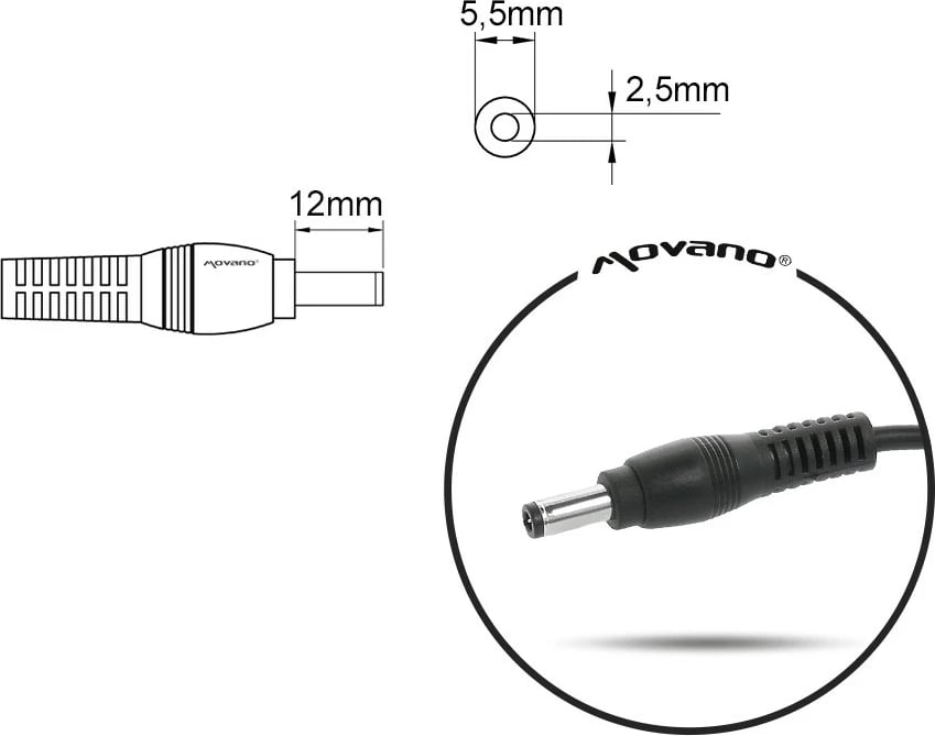 Kasë rryme Mitsu ZM/LIT19395 për laptop, 19V 3.95A, 75W, 5.5x2.5 mm, e zezë