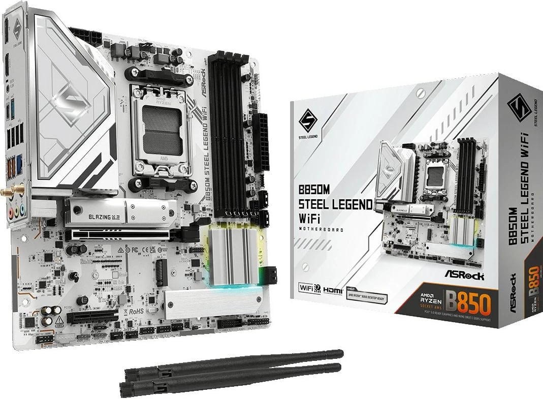Pllakë amë ASRock B850M Steel Legend WiFi, Socket AM5, DDR5, Wi-Fi 7, e bardhë