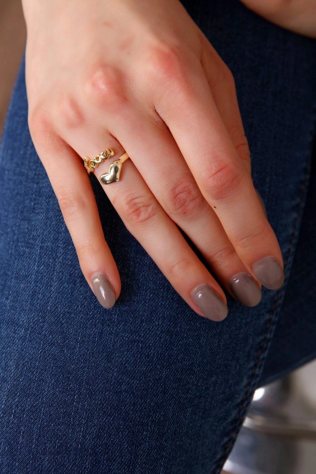 Unazë prej bronzi, ngjyrë ari, me gur zirkoni, Jumeon, Sevgiloveyz001