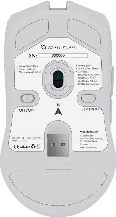 Maus ergonomik Aqirys Polaris, RGB, i bardhë
