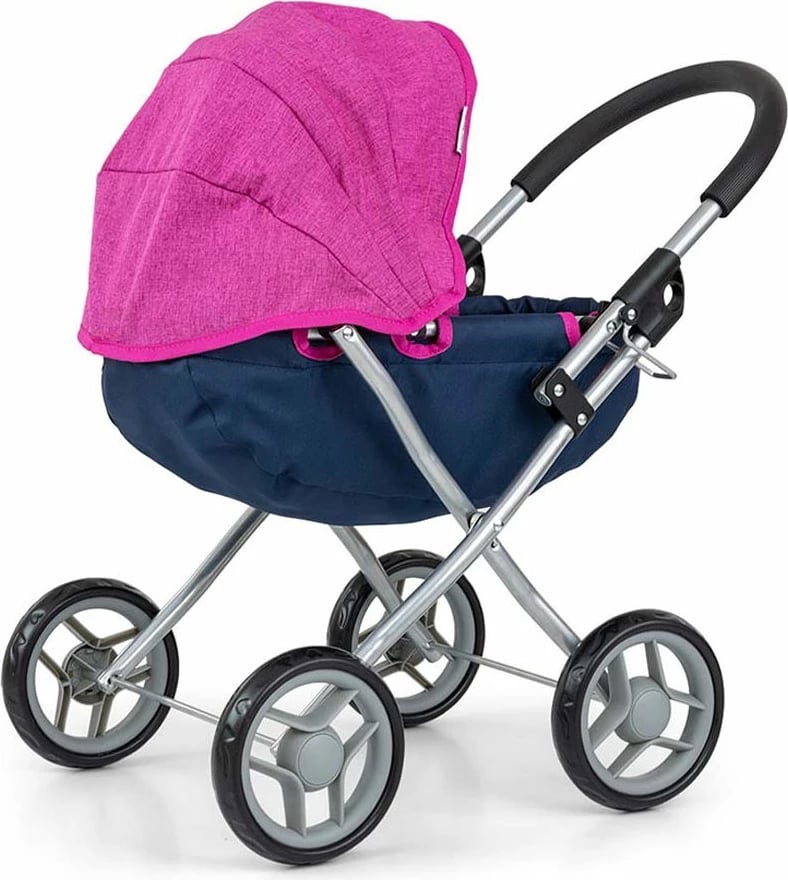 Karrocë për kukulla, Milly Mally, Dori Prestige, e thellë për kukulla deri 40 cm, palosëse, blu e errët/rozë