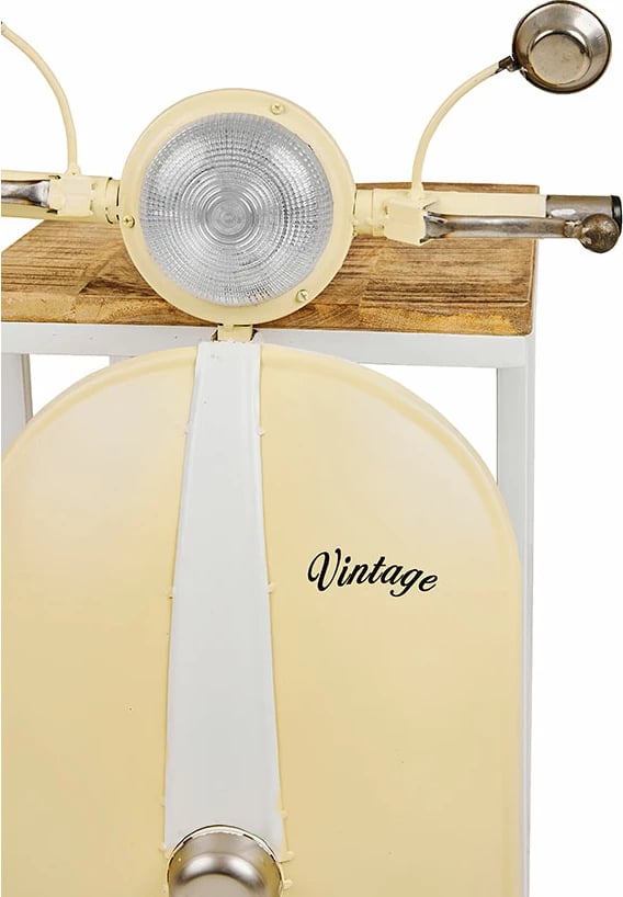 Tavolinë anësore MINI VESPA me rafte, ngjyrë krem e bardhë, natyrale, 61x45x88