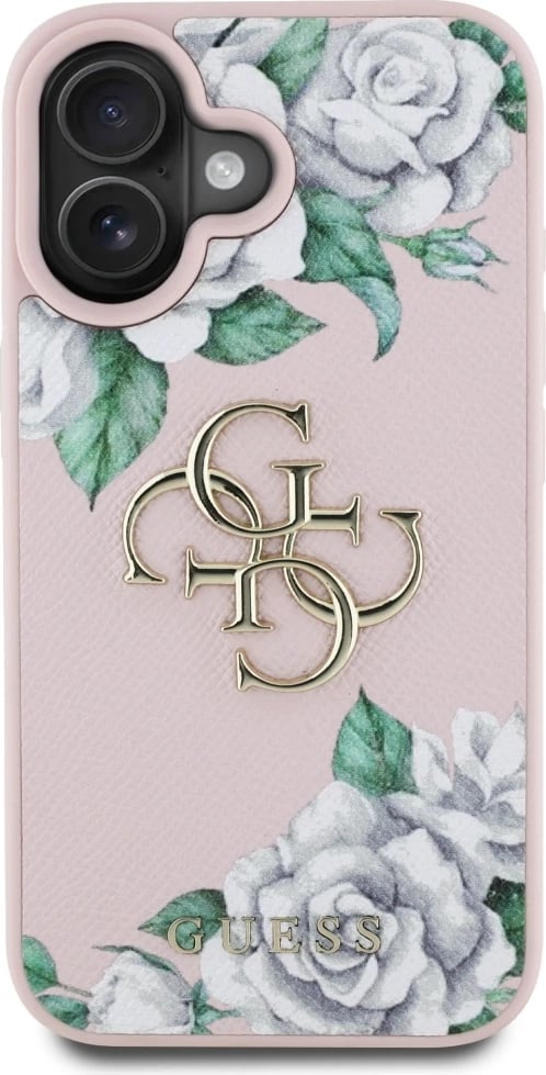 Mbështjellës Guess Grained Roses Big 4G logo për iPhone 16, Rozë Mbështjellës Guess Grained Roses Big 4G logo për iPhone 16, Rozë