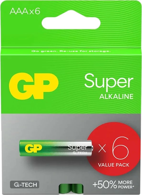 Bateri alkaline AAA GP Battery GP Super G-TECH, 6 copë