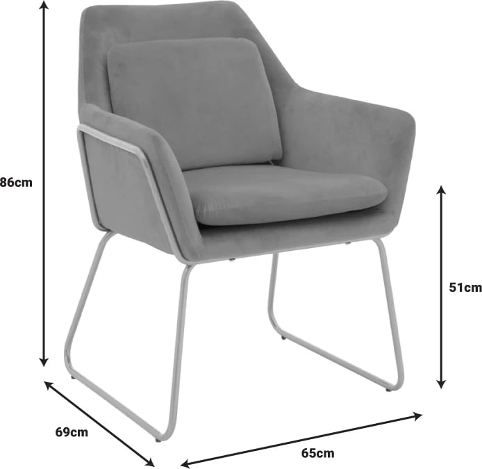 Karrige Mira, gri-ari, 65x69x86cm