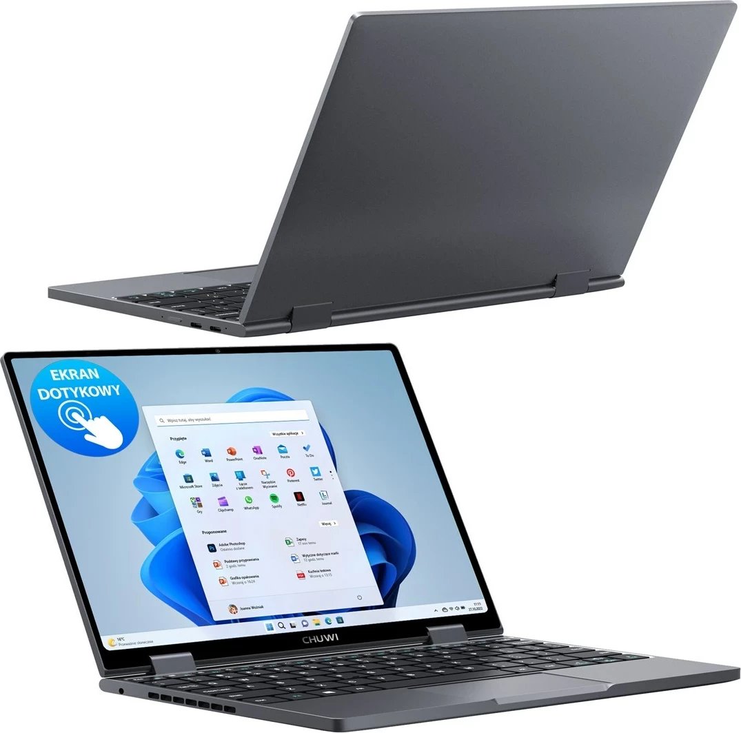 Laptop CHUWI MiniBook-X-2023-K2-SR, 10.51" TouchScreen, 12 GB RAM, 512 GB SSD, Silver