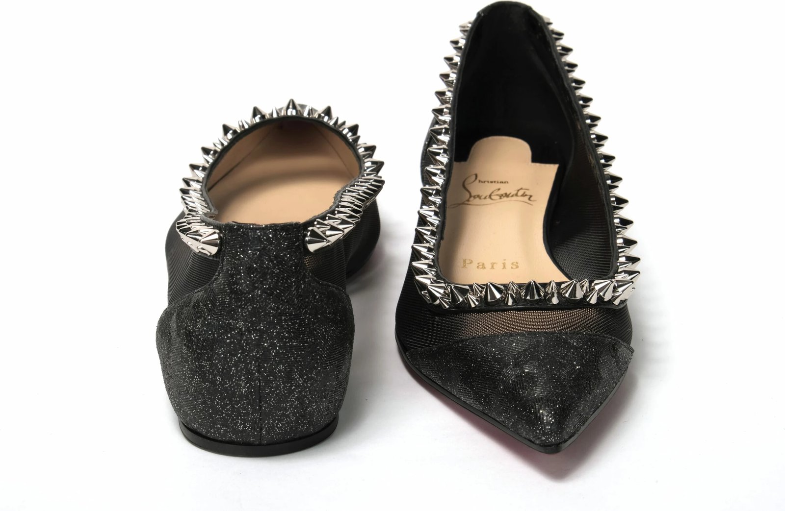 Black Silver Flat Point Toe Shoe