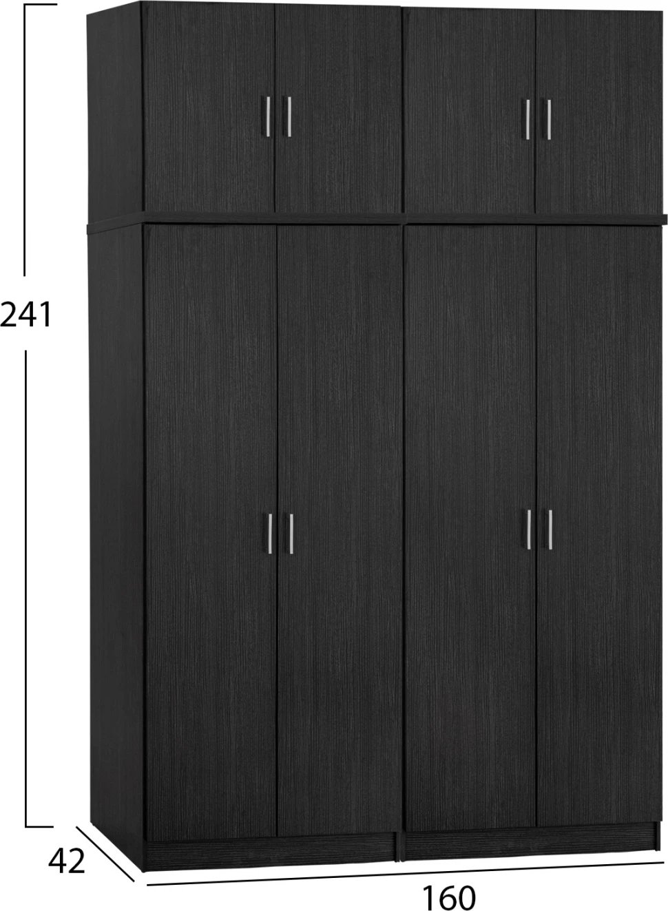 Set 4 pjesë Garderobë me katër fletë me papafingo Zebrano 160x42x241 FH11353.01