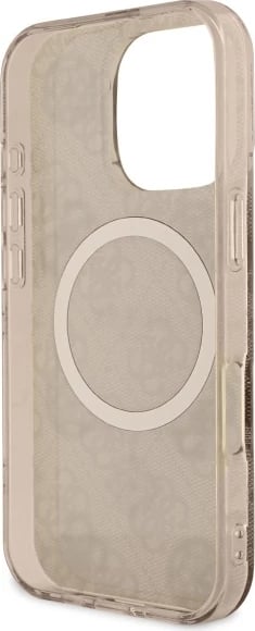 Mbështjellës Guess IML Peony On 4G Background MagSafe për iPhone 16 Pro Max, Kafe