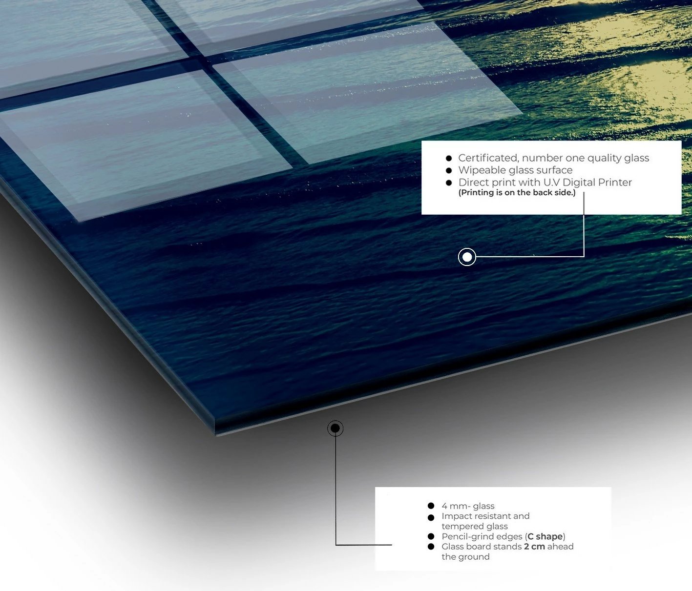 Pikturë dekorative prej xhami të temperuar, shumëngjyrëshe, CAM1044034966 - 50x70cm