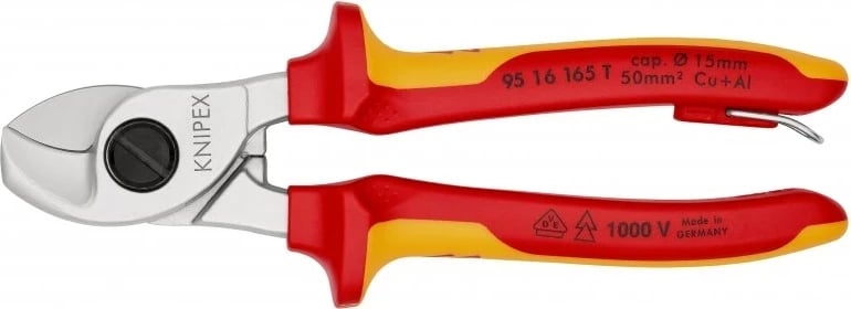Krimpues kabllosh Knipex 95 16 165 T, 165 mm, Metal/Plastik, Zi/Verdhë