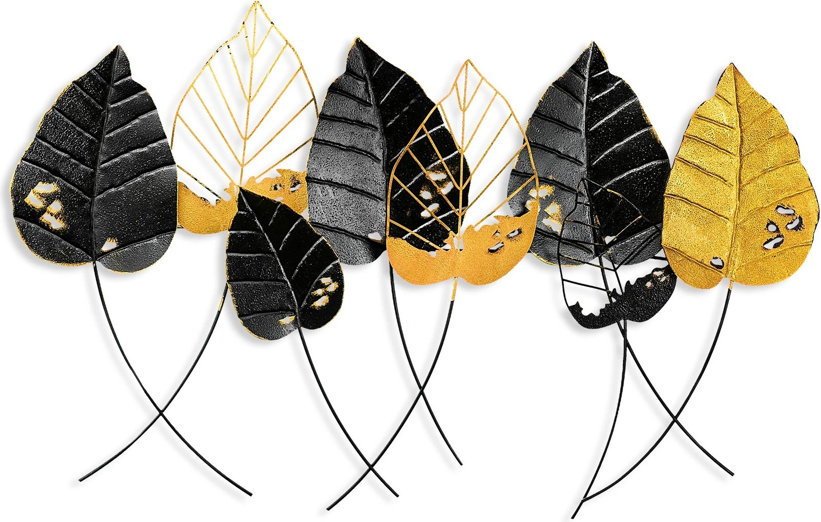 Aksesor dekorativ muri prej metali, Wallity, gjethe të derdhura, shumëngjyrëshe, 67x112cm