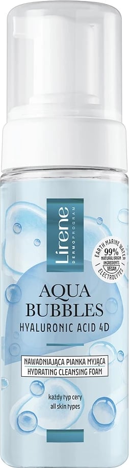 Shkumë pastruese për fytyrë Lirene Aqua Bubbles Hydrating Cleansing Foam për femra 150ml