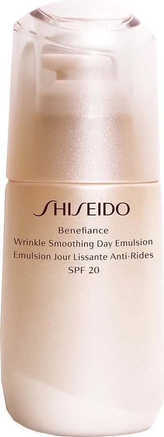 Emulsion ditore kundër rrudhave Shiseido Benefiance Wrinkle Smoothing Day Emulsion SPF20 për femra, 75ml