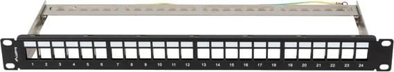 Panel patch bosh Lanberg PPKS-0924-B, 24 porta, 1U, 19 inç, Keystone, zi