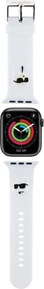 Rrip për Apple Watch Karl Lagerfeld 3D Rubber Karl&Choupette Head, silikon, i bardhë, 38/40/41mm
