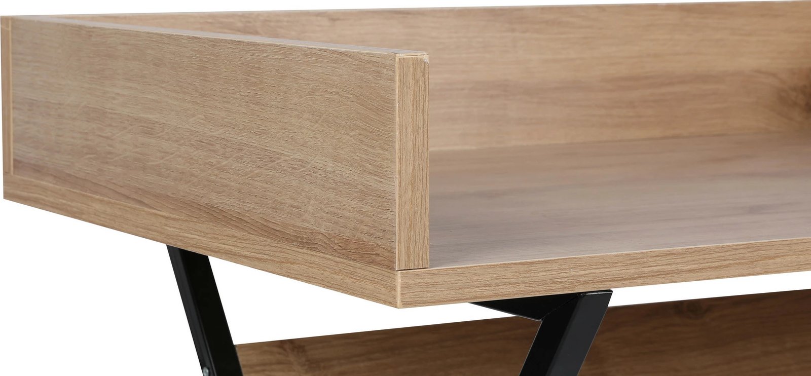 Tavolinë pune për studim, ngjyrë lisi dhe e zezë, Skye Decor, Roma