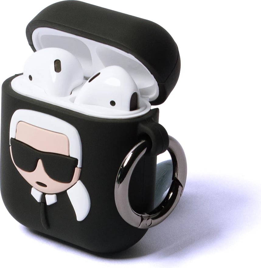 Mbështjellës Karl Lagerfeld Silicone Ikonik për AirPods 1/2, i zi