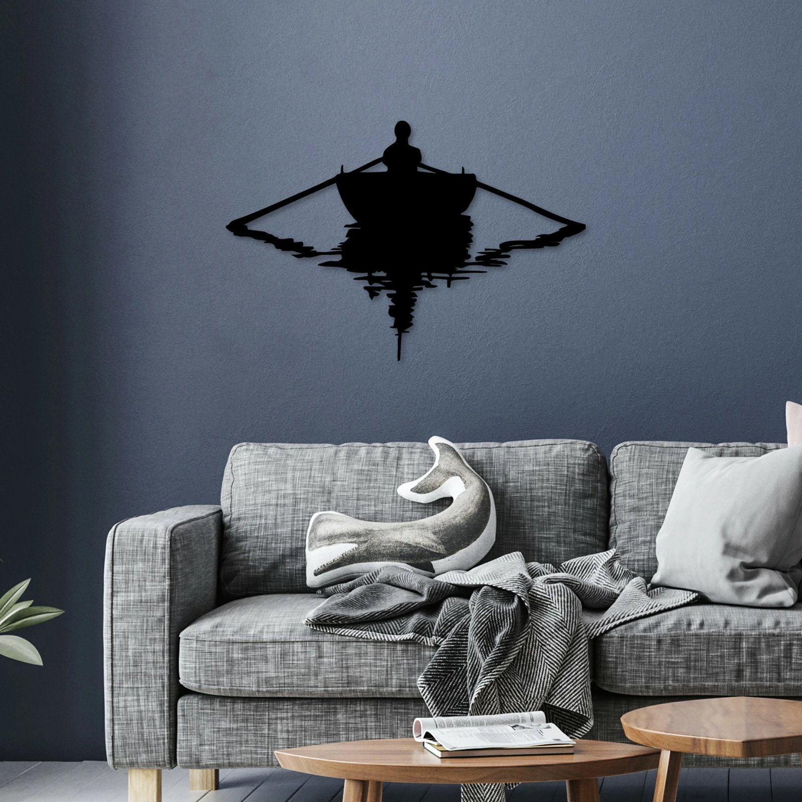 Aksesor dekorativ metalik për mur, Wallity, varkë