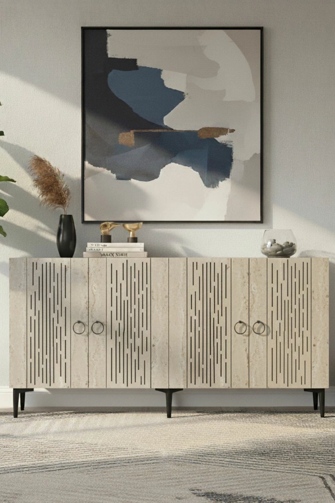 Konsol Skye Decor, Rain 150, e bardhë, travertin