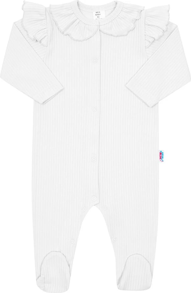 kombinezon bebe, New Baby Stripes, 100% pambuk, madhësi 80 (9-12m), e bardhë