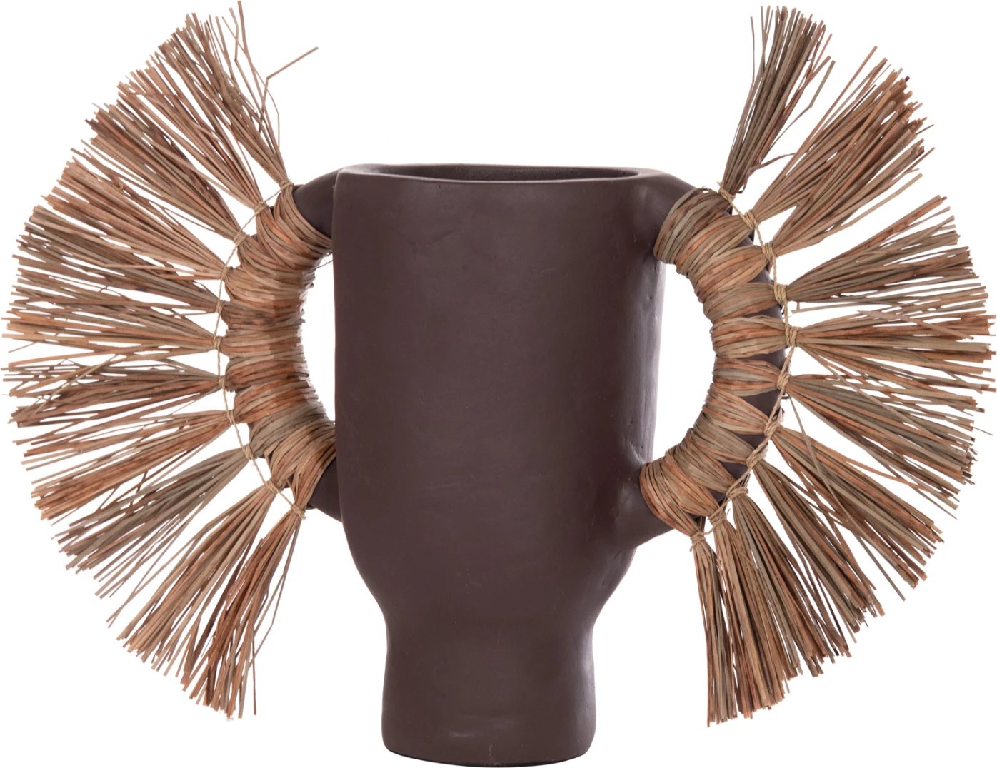 Vazo dekorative tavoline ALICA, terrakotë, ngjyrë çokollate, me bar të thatë, 55x19x34cm Vazo dekorative tavoline ALICA, terrakotë, ngjyrë çokollate, me bar të thatë, 55x19x34cm