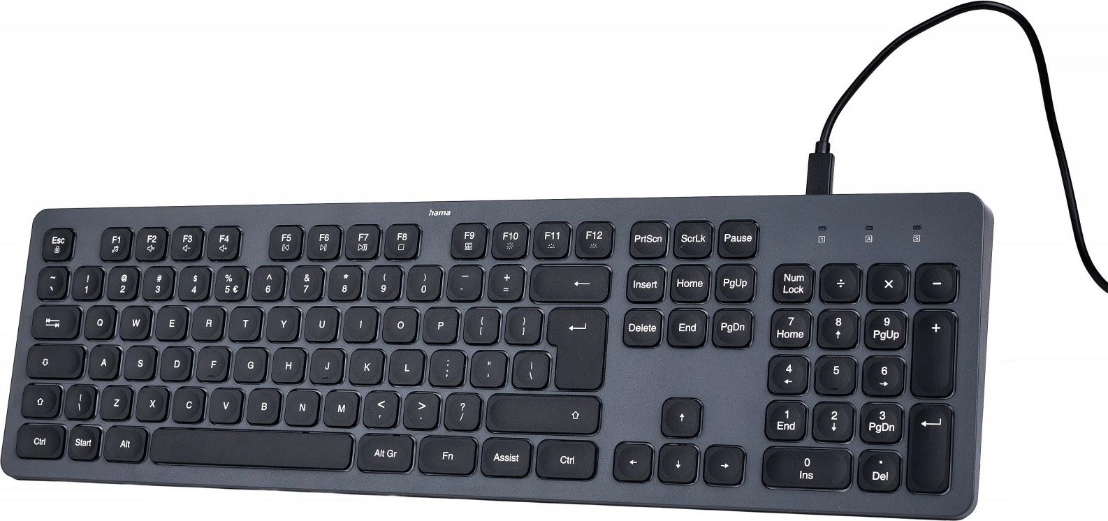 Tastierë Hama CK-400 me kabllo, USB-A/USB-C, ndriçim, e zezë/gri