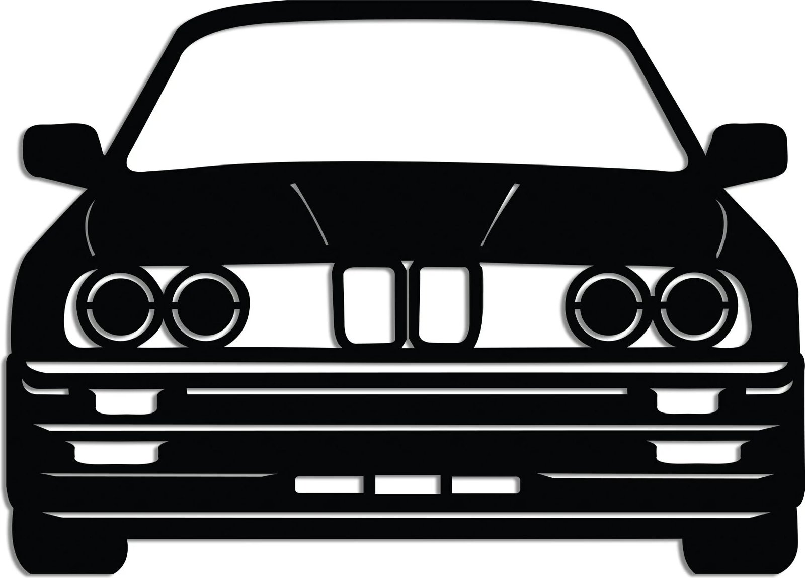 Aksesor dekorativ metalik për mur, BMW M3 E30, Wallity, ngjyrë e zezë, 57x41cm