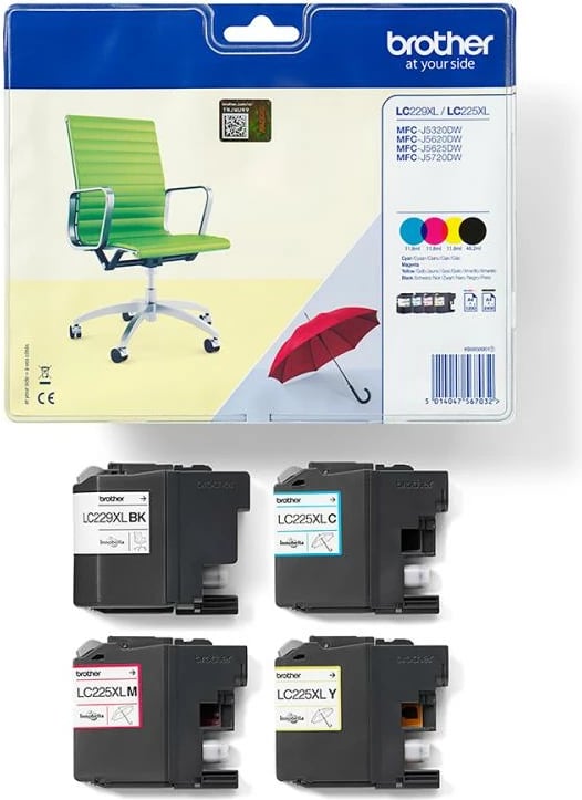 Patronë boje, Brother, LC-229XL Value-Pack, XL rendiment i lartë, set 4 copë, e zezë + ngjyra