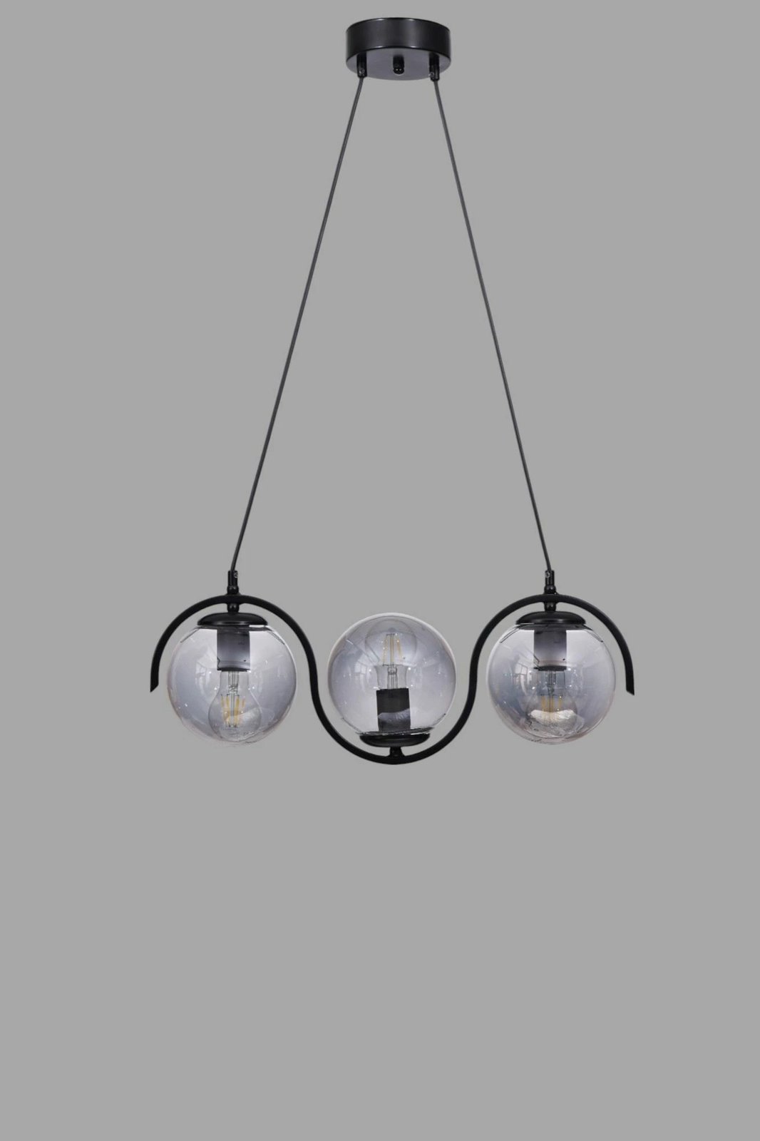 Llambadar Opviq, 9011-4, metal dhe xham, ngjyrë gri dhe e zezë