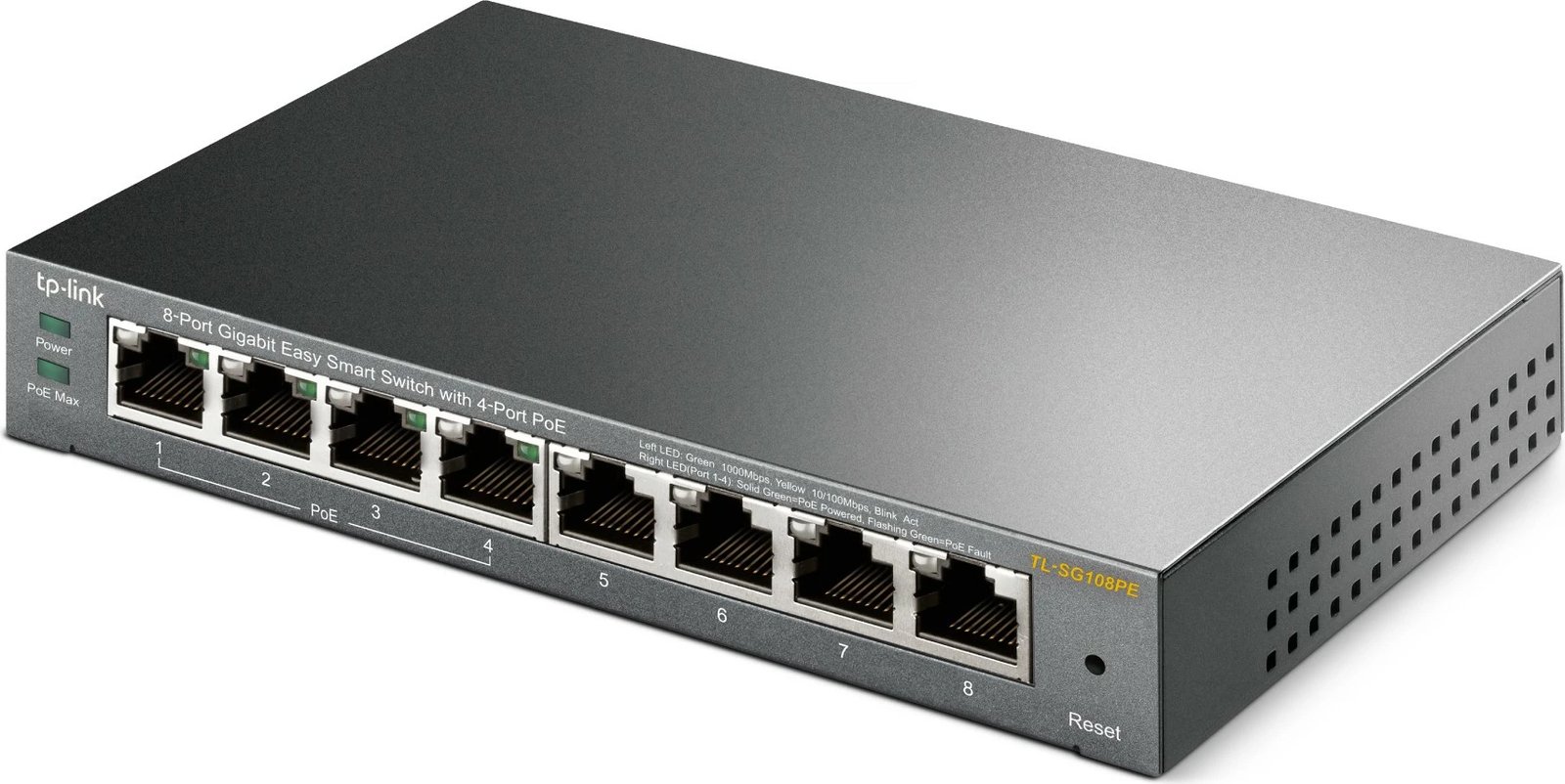 Switch TP-Link 8-Port Gigabit Easy Smart me 4-Port PoE, Managed, L2, Gigabit Ethernet (10/100/1000)