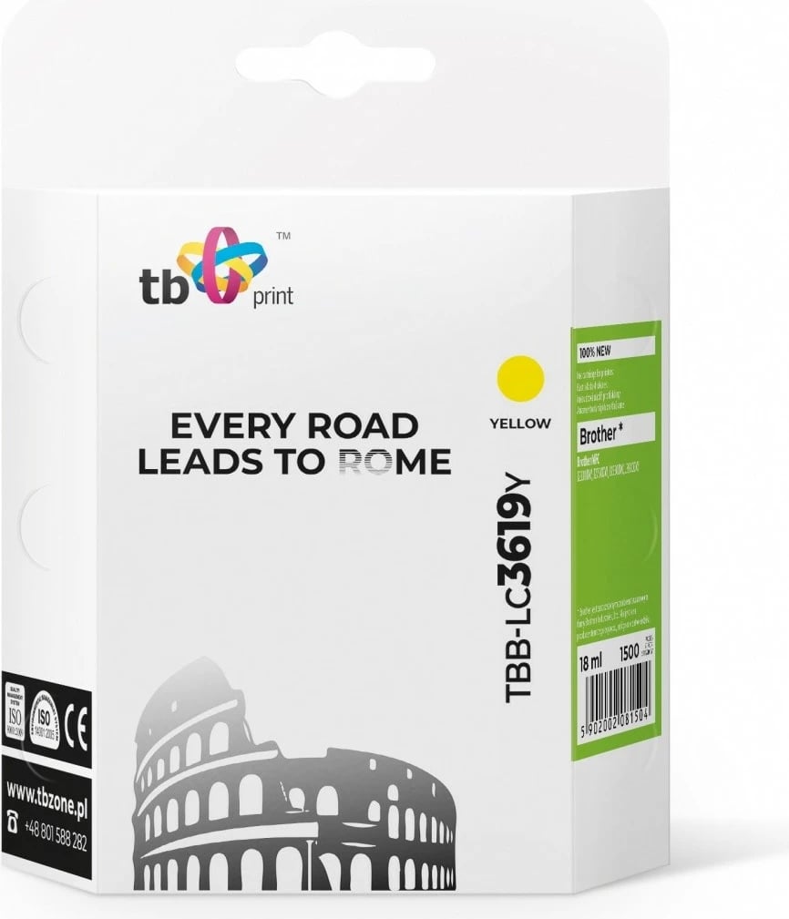 Bojë printeri TB Print TBB-LC3619Y, për Brother, Yellow, 18ml