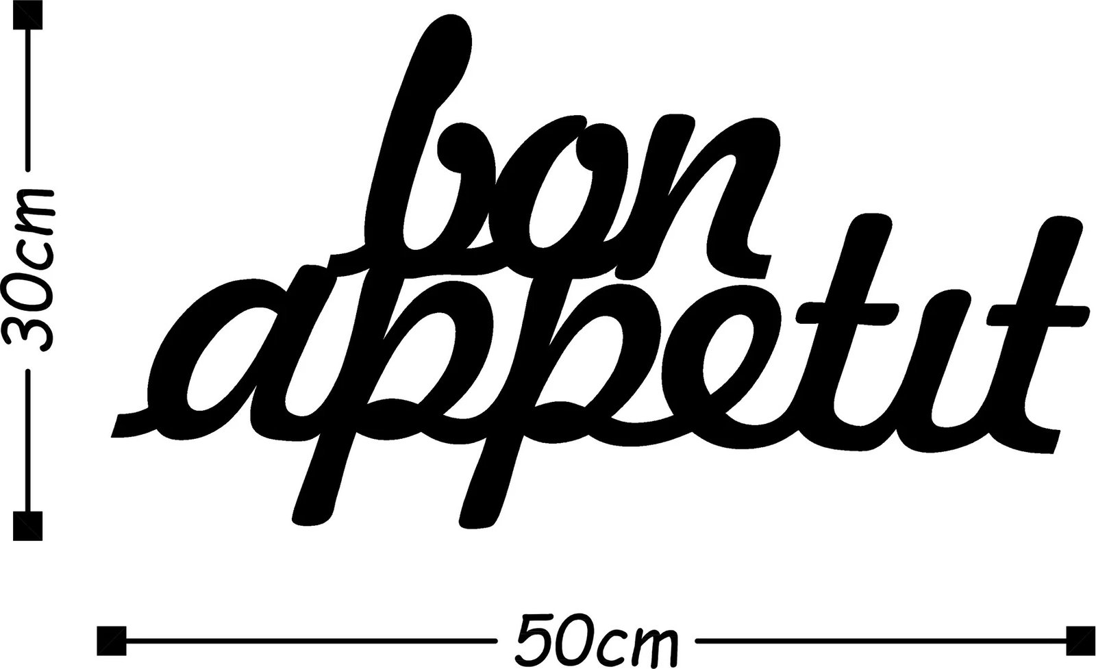 Aksesor muri dekorativ metalik, Bon Appetit, i zi, 50x30cm