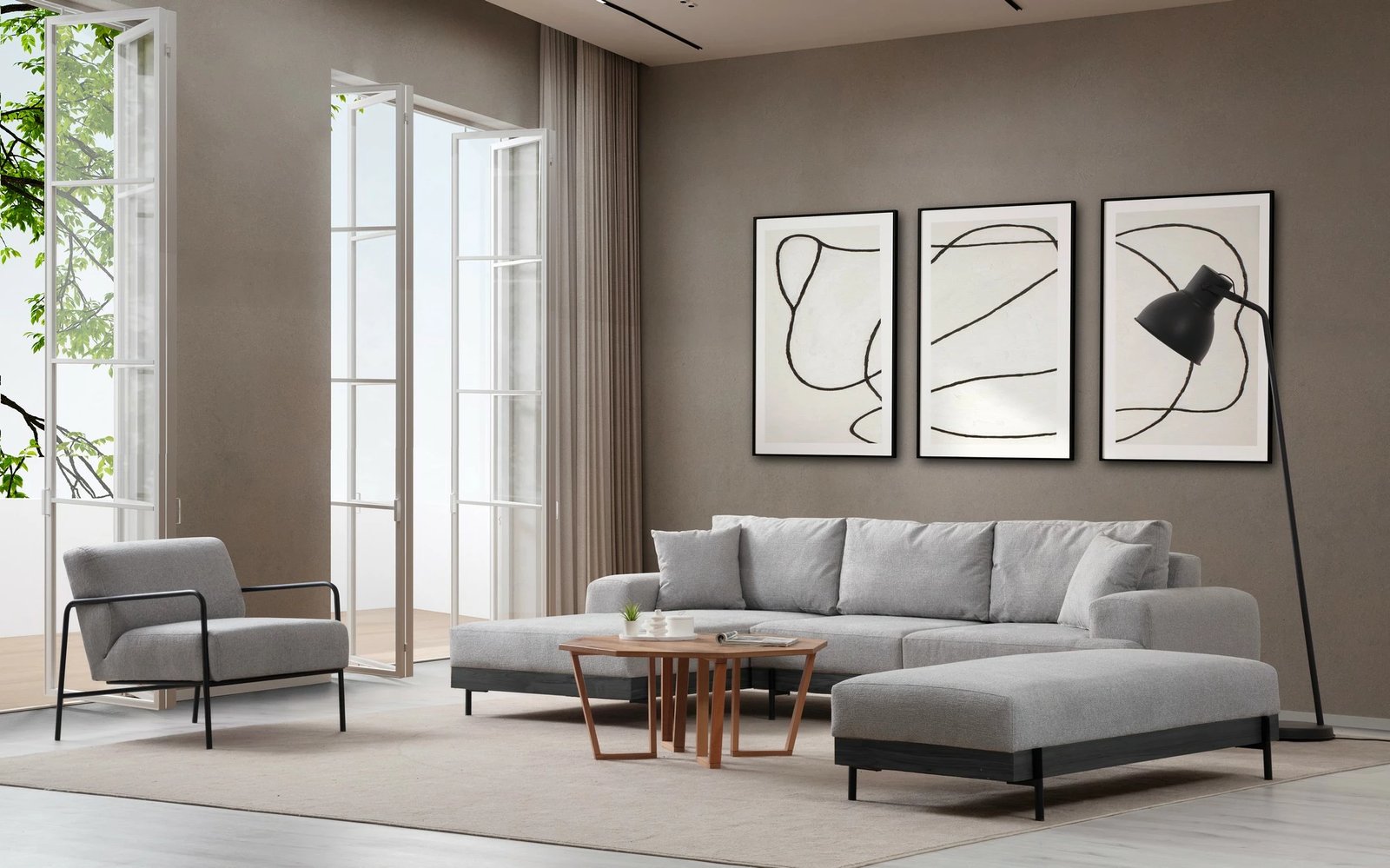 Këndare Atelier del Sofa, gri, kënd i majtë