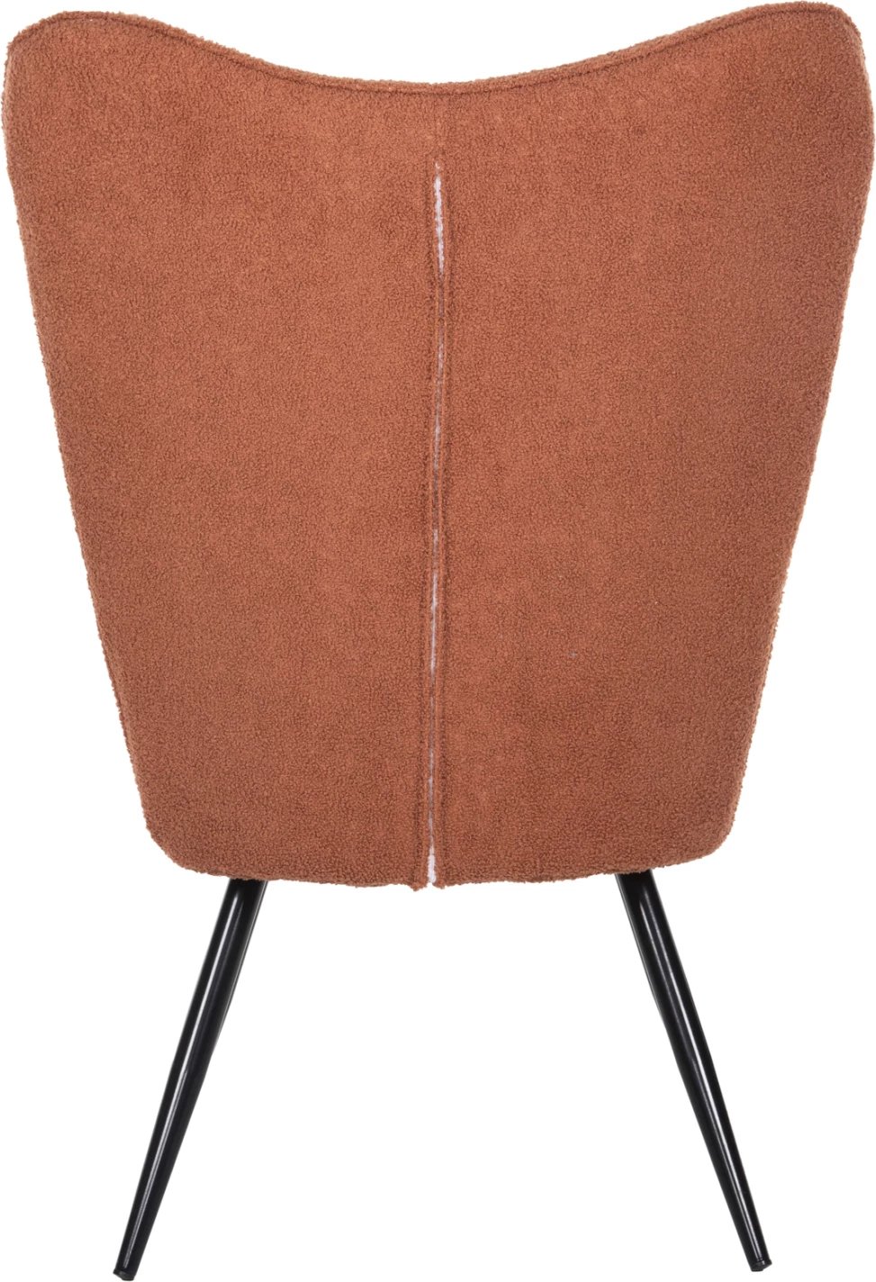 Karrige me mbështetëse këmbësh CRAWLEY FH8918.22, pëlhurë boucle portokalli, këmbë metali të zeza, 70x74x105H cm