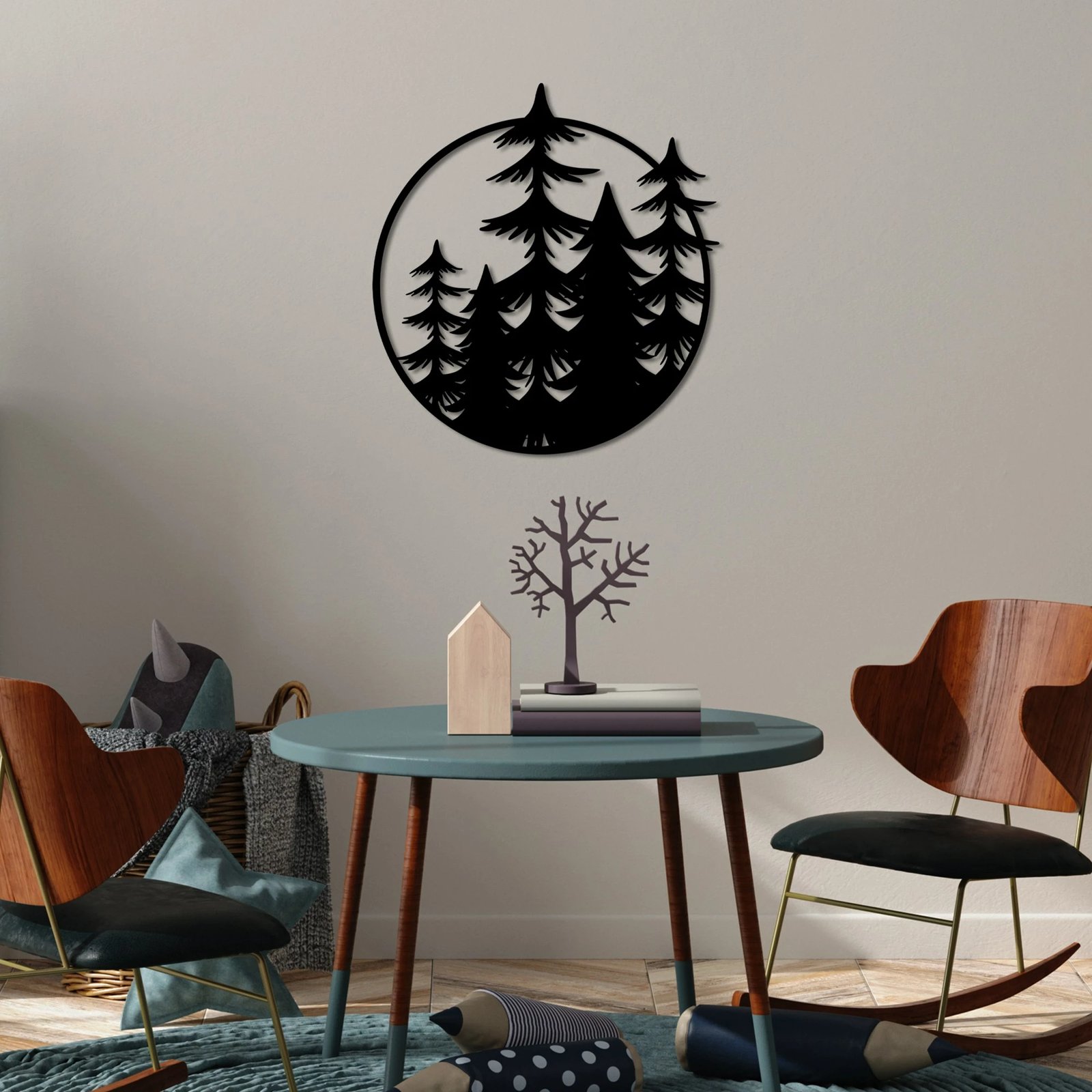 Aksesor dekorativ metalik për mur, Wallity, pemë, madhësia L