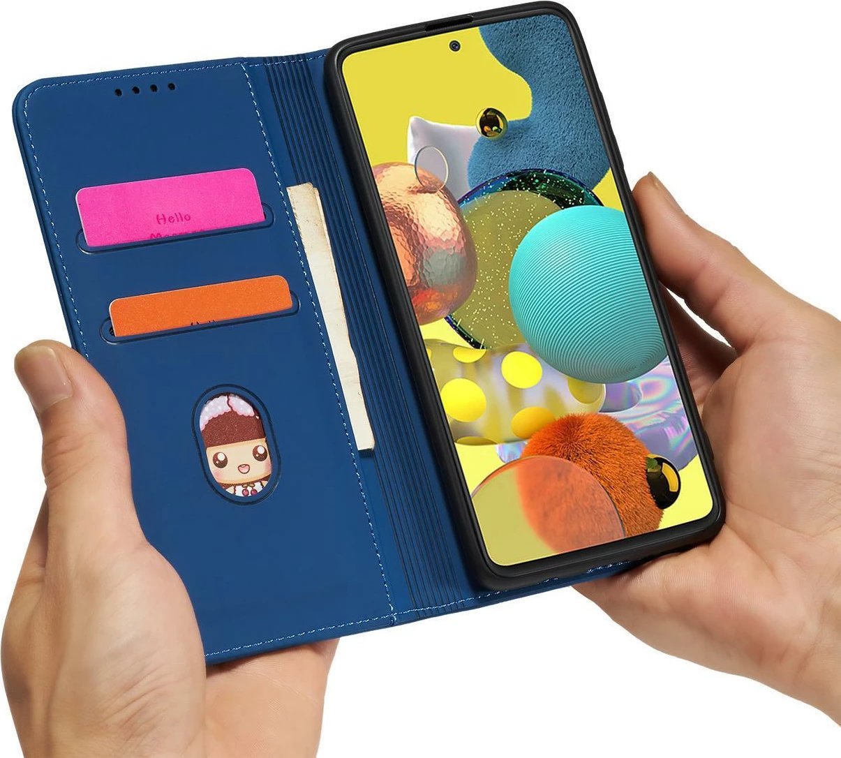 Mbështjellës Hurtel Magnet Card Case për Samsung Galaxy A13 5G, me kapak, portofol dhe mbajtëse, Kaltër